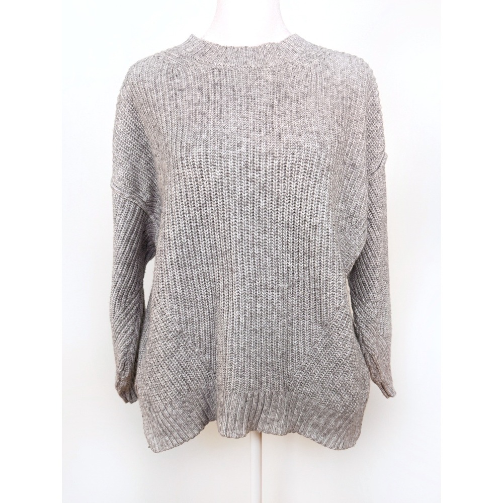American Eagle Gray‎ Chunky Ribbed Knit Oversized Crewneck Sweater Small Womens